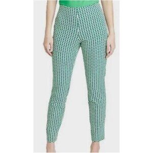 A New Day Women's High Rise Green Geo-metric Pants